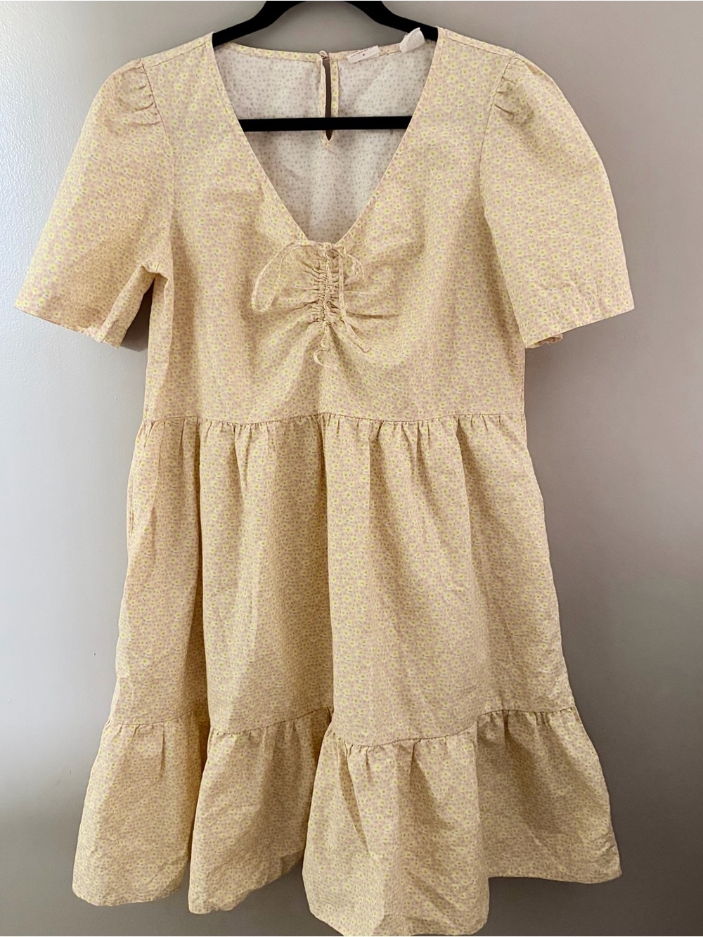 Levi's Yellow Floral Tiered Babydoll Dress Medium